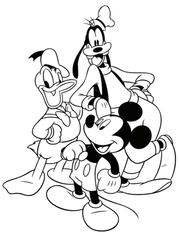 Mickey, Donald And Goofy  Coloring Page